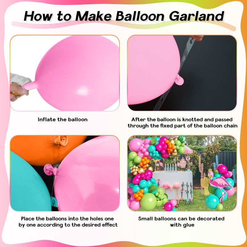 Paeyeq 138pcs Flamingo Tropical Luau Balloons Arch Garland Kit  Olive Green and Hot Pink Orange Gold Hawaiian Balloons for Kids Summer Beach Aloha Pool Birthday Baby Shower Party Decorations Supplies - Image 3